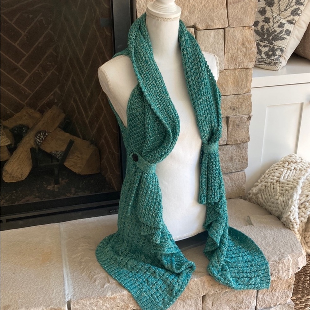BCBG Max Azria green metallic sweater vest